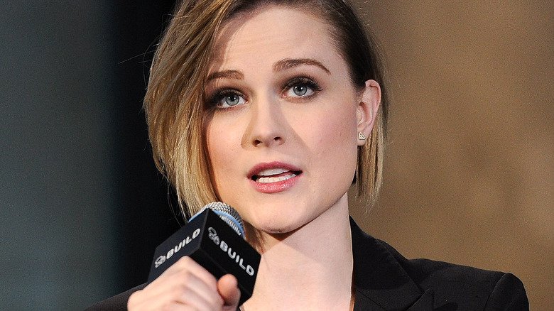 Evan Rachel Wood holding microphone