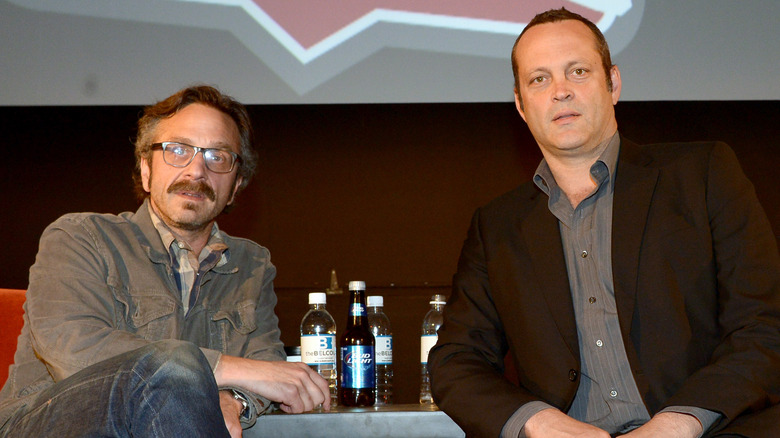 Vince Vaughn and Marc Maron recording a podcast