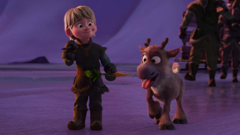 Young Kristoff and Baby Sven harvesting ice