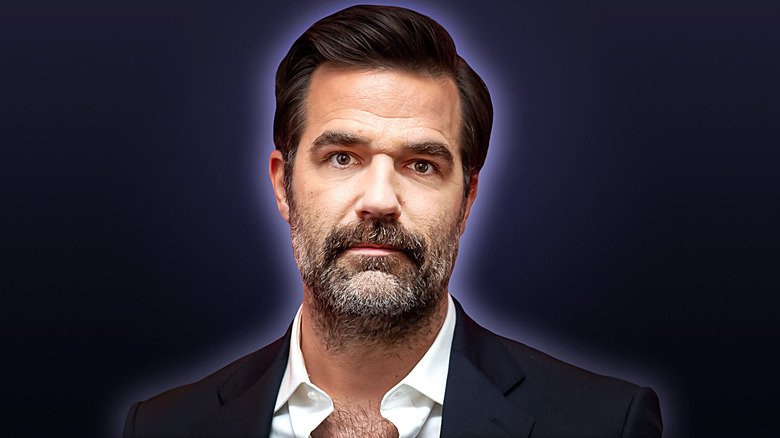 Rob Delaney looks at camera