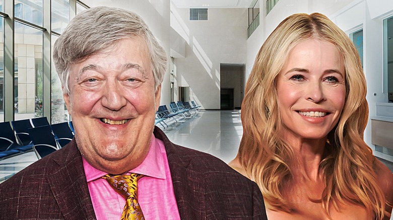 Stephen Fry and Chelsea Handler smile