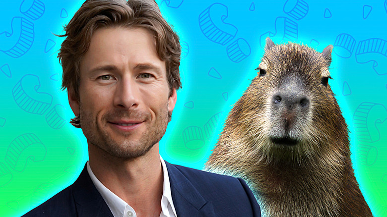 Glen Powell with capybara