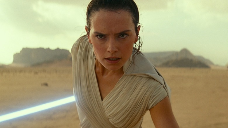 Angry Rey Skywalker in desert