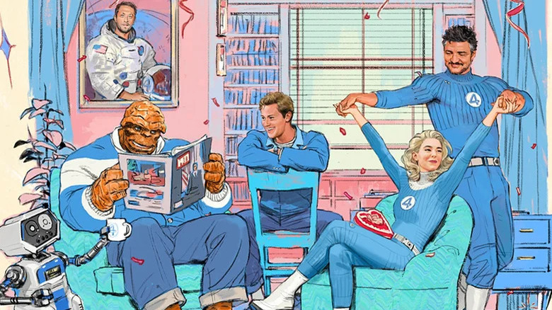 Drawing of Fantastic Four cast