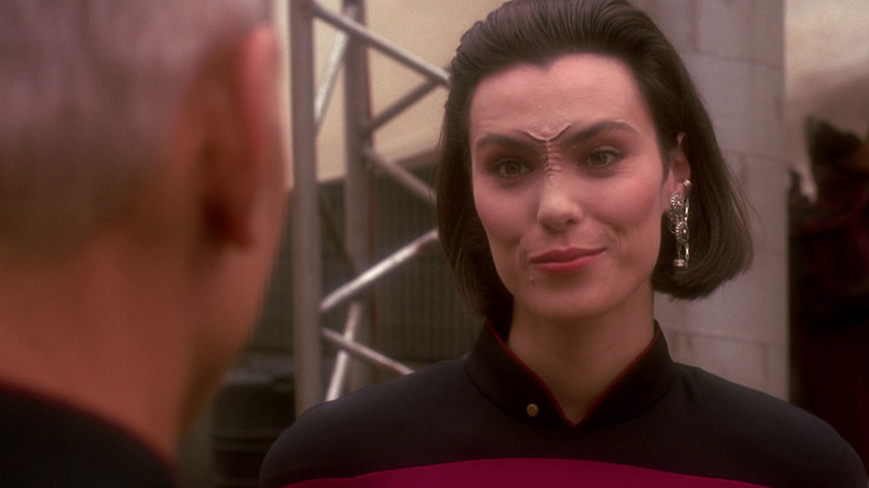 Michelle Forbes smiles as Ensign Ro Laren