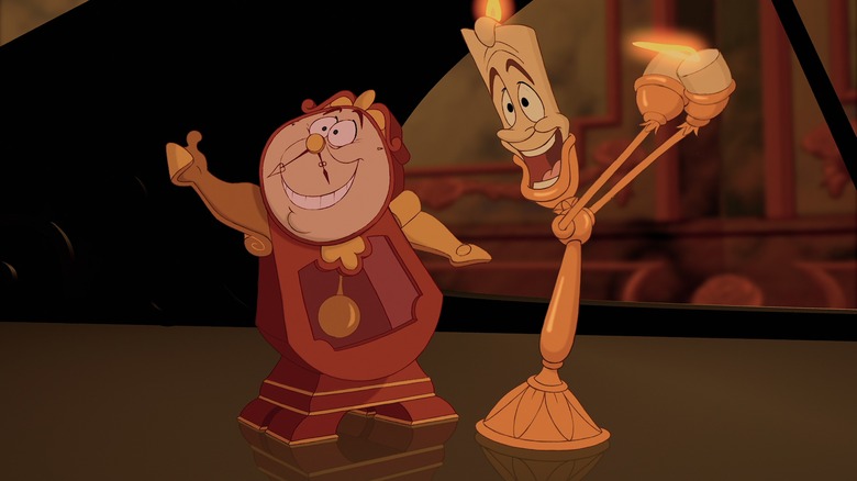 Cogsworth and Lumiere cheering