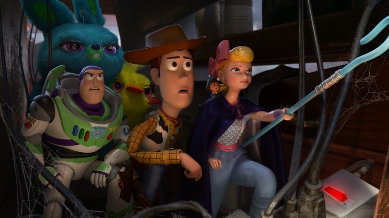 Bo Peep leading the toys on an adventure in Toy Story 4