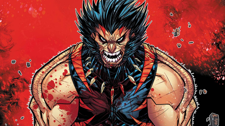 Wolverine growls covered in blood